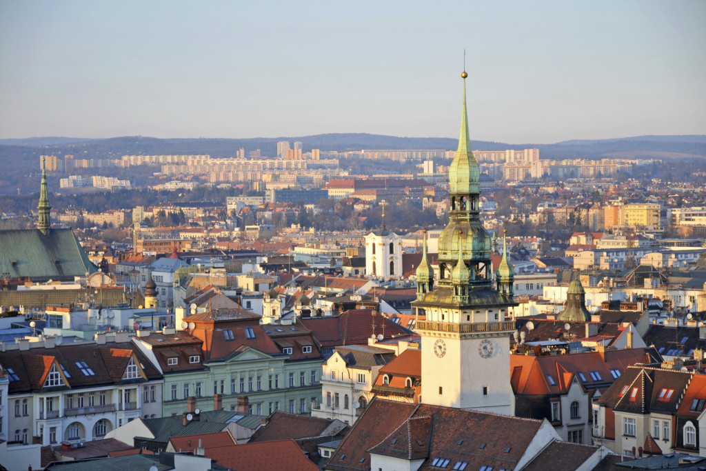 Brno skyline focus on Old Town Hall